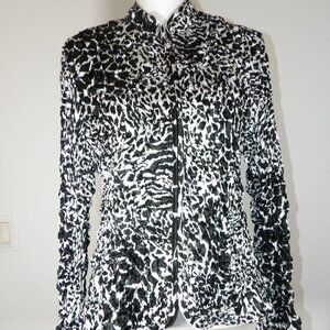 MSK, 1X ruffle puff sequins Zebra Print long sleeve full zip Jacket